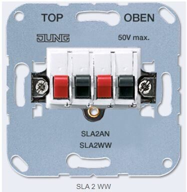 Разъем для подключения громкоговорителей 20В AC, 60В DC; белый; универсальные встраиваемые механизмы | SLA2WW Jung