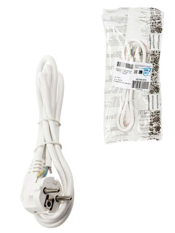 Шнур сетевой с вилкой ПВСмб 3x0,75мм2 1,5м с/з белый Народный | SQ1305-0575 TDM