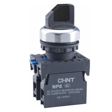 Переключатель без подсветки NP8-20X/332, 3 положения с возвратом, черная, 2НО, IP65 (R) | 578767 CHINT