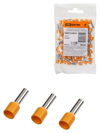 Наконечник-гильза Е4010 4,0мм2 с изолированным фланцем (100шт) | SQ0512-0019 TDM