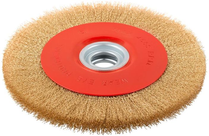 Корщетка-колесо, стальная латунированная волнистая проволока 250 мм - 39017 РОС