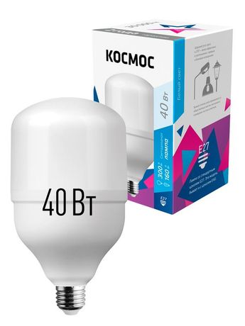 Лампа светодиодная LED 40Вт 220В Е27 D100х189 4500К белый 3650 лм Космос - LksmHWLED40WE2745