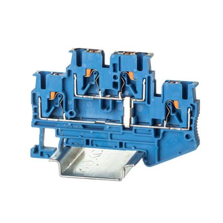 Клемма двухуровневая , зажим push-in, 4 точки подключения с перемычкой между уровнями, 2.5 кв.мм, синяя - VPRTT-2.5-PV-BU ДКС