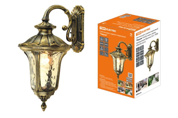 Светильник садово-парковый "Париж" 60 Вт, вниз, алюм., прозрачное/бронза, Е27 | SQ0330-0213 TDM