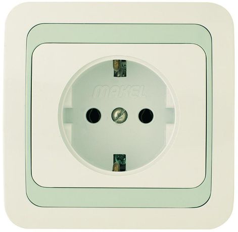 Розетка 1-м СП Mimoza 10А евро стандарт бел./сер. Makel 12408