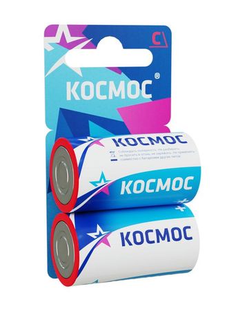 Батарейка R14 (С) 1.5V Zinc carbon 2BL - KOCR142BL Космос