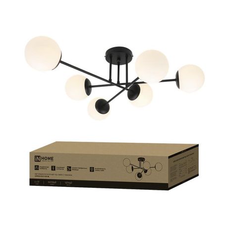 Светильник AURORA EASY-6G9-BL 6хG9 потолочн. под лампу; плафоны матов./корпус черн. IN HOME 4690612062785