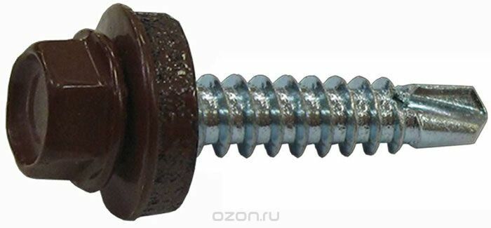 Саморез кровельный сверло 5,5х19 RAL-8017 (коричневый) (60шт) - коробка с окном | 125702 Tech-KREP