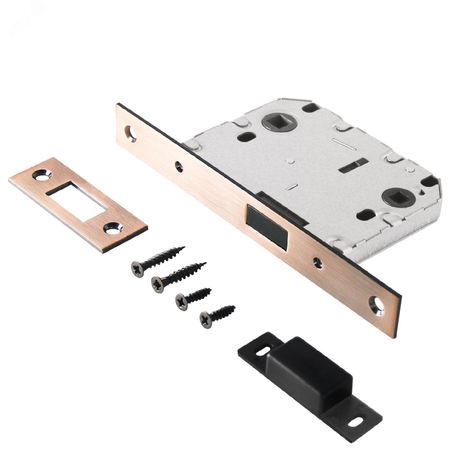 Защелка врезная универсальная без ручек для деревянных межкомнатных дверей, АЛЛЮР АРТ L7050-MS AС старая медь - 11548 ПТК