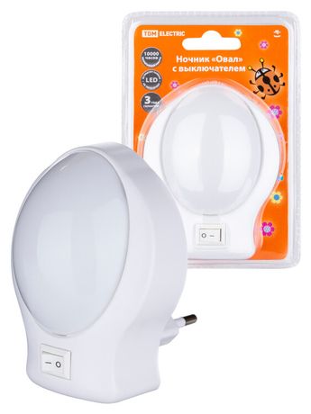Ночник Овал 0,5Вт светодиодный белый с выключателем | SQ0357-0013 TDM