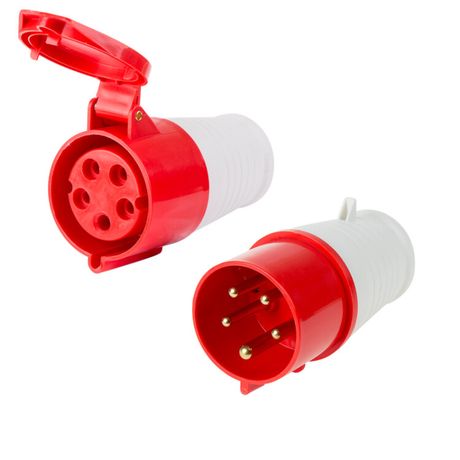 Набор розетка стационарная + вилка 3Р+РЕ+N, 32 А, 400 В, IP44 | 11-8905-14 REXANT MEET