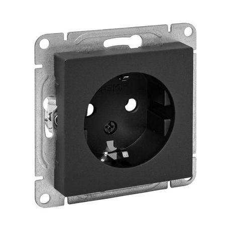 Механизм розетки, 16А, с заземлением, без шторок, чёрный Эпика EKF | UP1-SOB-110