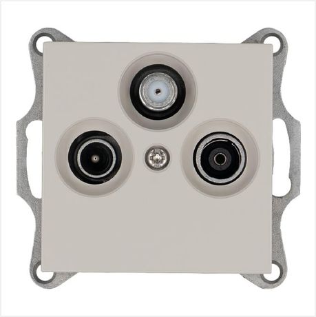 Розетка телевизионная оконечная TV + FM SAT 3-м Ф9.5мм механизм тауп Jasmart G6206T