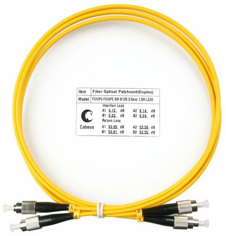 Шнур оптический duplex FC-FC FOP(d)-9-FC-FC-1.5м 9/125см 1.5м LSZH Cabeus 7488c FOP(d)-9-FC-FC-1,5m