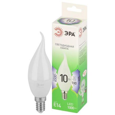Лампа светодиодная LED 10 Вт 1000Лм 6500К свеча на ветру холодный E14 220-240В BXS-10W-865-E14 Green Line - Б0067134 ЭРА