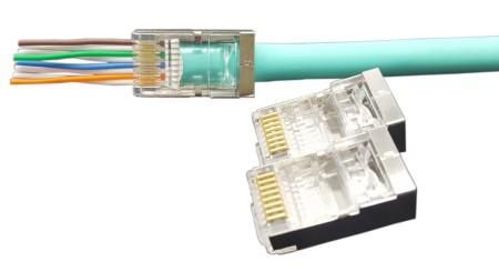 Разъем легкой оконцовки PLEZ-8P8C-U-C6-SH-100 RJ-45 (8P8C) под витую пару кат.6 (50 µ"/ 50 микродюймов) экранир. универс. (для ож и мж кабеля) (уп.100шт) Hyperline 403344