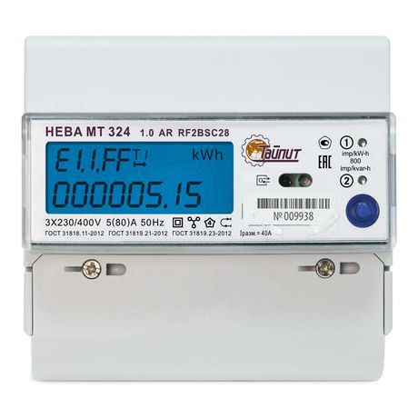 Счетчик НЕВА МТ 324 1.0 AR RF2BSC28 3ф 5-80А класс точн. 1.0/2.0 многотариф. Моск. вр. ТАЙПИТ 6119876