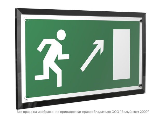 Знак безопасности PT-32178-Black.E05 "Напр. к эвакуац. выходу направо вверх " Белый свет a32698 BS