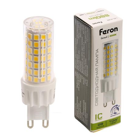 Лампа светодиодная LED 10вт 230в G9 белый капсульная диммируемая - 51742 FERON