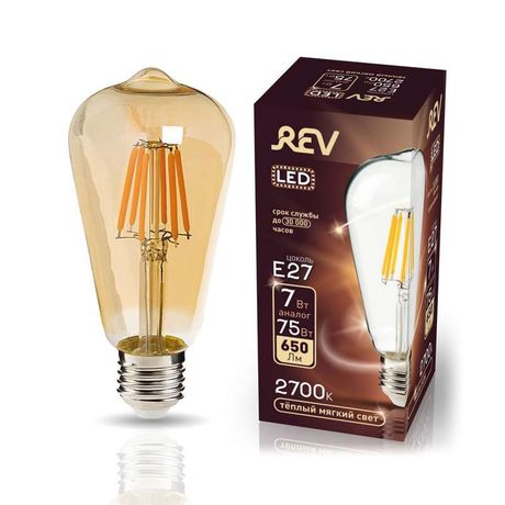 Лампа светодиодная LED ST64 E27 7Вт 650лм 2700К PREMIUM (FILAMENT) филамент теплый свет эдисон REV 32436 2