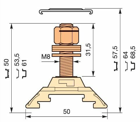 Клемма HD70/22.F8.31 1шпилька | 1SNA295400R0600 TE ABB