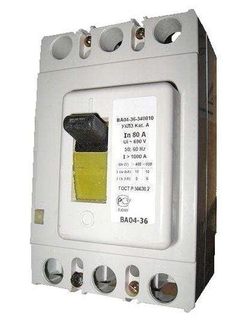 Выключатель автоматический 3п 80А Im=1000А 20кА ВА04-36 340010 660В передн. подкл.: Cu шина; кабель с каб. наконечн. Контактор 1020710 Legrand