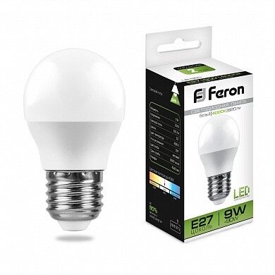 Лампа светодиодная LB-550 (9W) 230V E27 4000K G45 | 25805 FERON