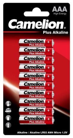 Элемент питания алкалиновый AAA/LR03 1.5В Plus Alkaline LR03-BP10 (блист.10шт) Camelion 3221