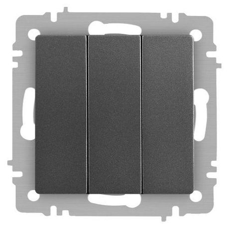 Выключатель трехклавишный, в рамку (скрытого монтажа) сталь 10А 250В винтовые зажимы Intro Accent 6-106-07 - Б0063544 ЭРА