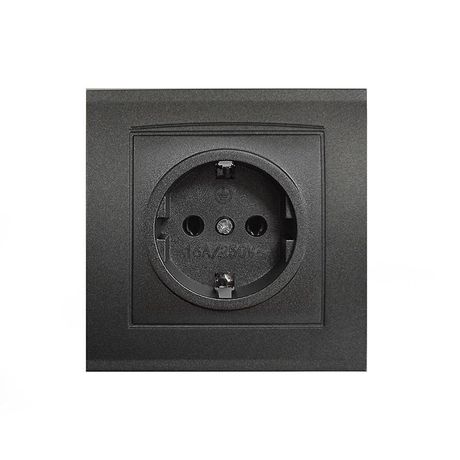 Розетка одноместная серия Бриллиант с заземлением, скрытой установки, 16А, 220В, механизм, графит - 7947625-Gr Союз
