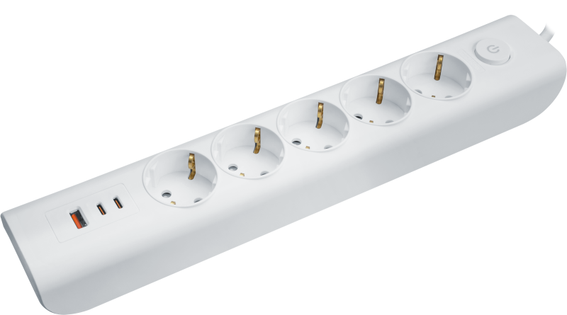 Удлинитель 3х5м с заземл. 16А IP20 95 692 NPE-USB06-05-500-ESC-3X1-PD20W 2хUSB-C + USB-A выкл. бел. NAVIGATOR 95692 NAVIGATOR арт. 95692