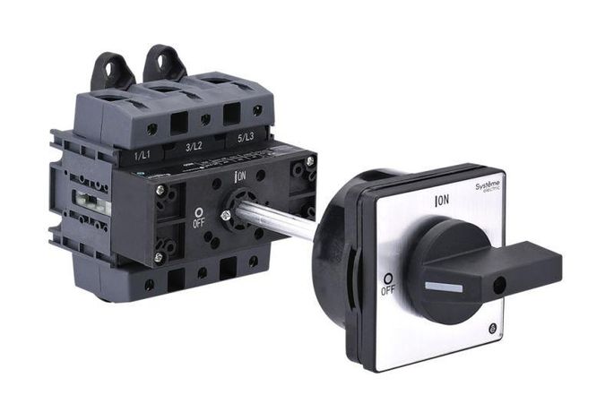 ЧЁРНОЙ выносной рукояткой на дин-рейке/плате | MSD125340B SE Выключатель-Разъединитель 3P 125A IP20 С APC