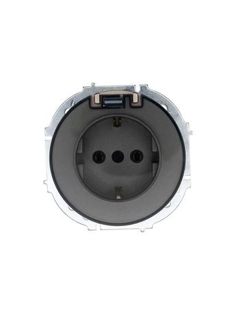 Розетка 1-м СП OSEN с заземл. крышкой ПБТ механизм титан LEZARD 743-3788-123B