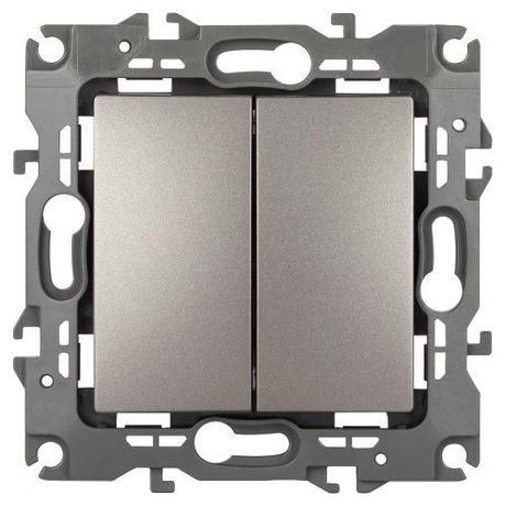 Переключатель перекрестный ЭРА Серия 12 12-1112-16 двойной, 10АХ-250В, титан | Б0065693
