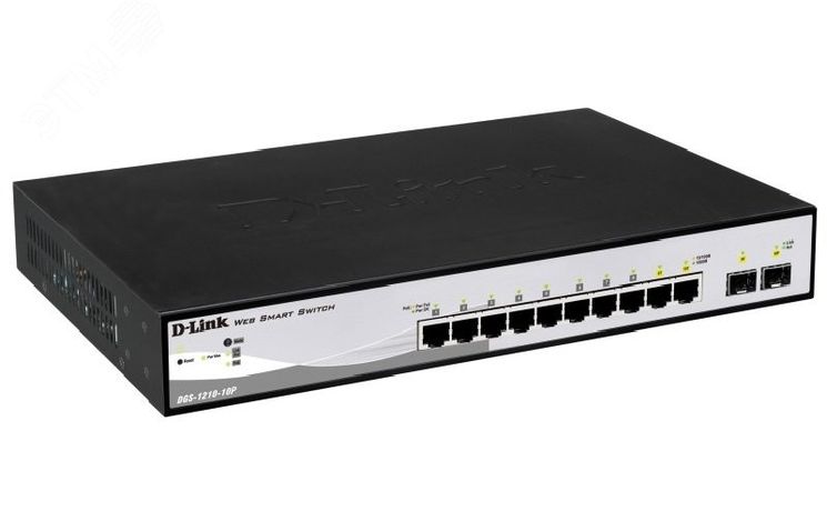 Коммутатор управляемый L2 PoE 8 портов 10/100/1000 Мб/с, 2хSFP, 65 Вт - DGS-1210-10P/F3A D-Link 142502 D-Link арт. 142502