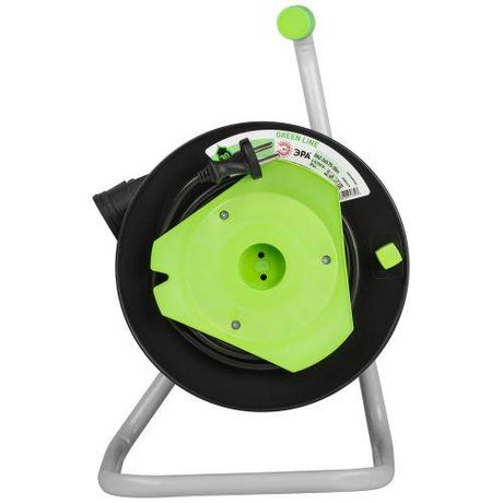 Удлинитель силовой ЭРА GREEN LINE GAZ-2x0.75-30m Greenline на катушке пластик 1 розетка без заземления 30м ПВС 2x0.75мм2 | Б0065111