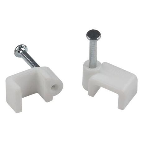 Скоба пластиковая крепежная плоская 8 мм белая NO-224-584 (50 шт/уп) - Б0066639 ЭРА