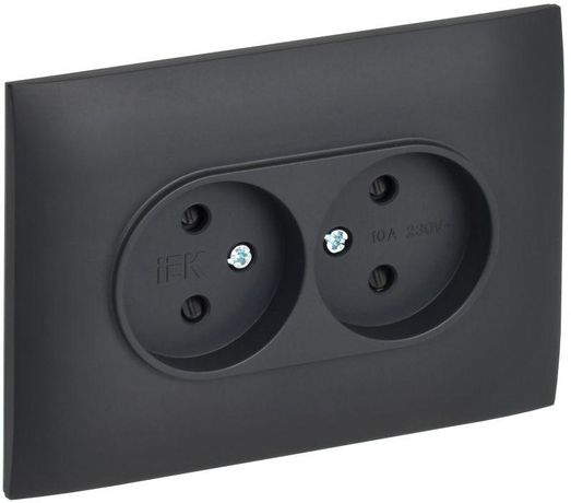 Розетка 2-м SKANDY 10А без заземл. защ. шторки в сборе SK-R09T титан IEK SK-R23-10-K48-F