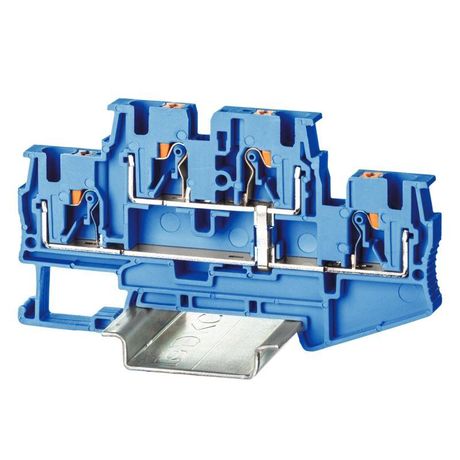 Клемма двухуровневая , зажим push-in, 4 точки подключения, с перемычкой между уровнями, кв.мм, синяя - VPRTT-4-PV-BU ДКС