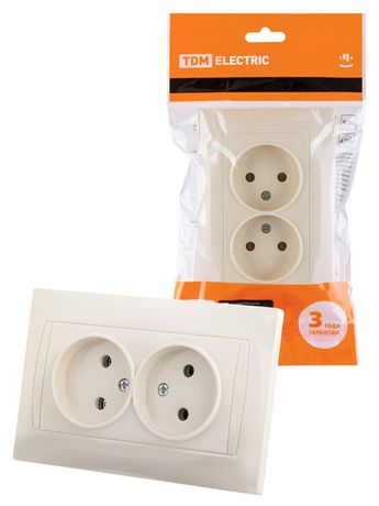 Розетка двойная 2П 10А 250В сл. кость "Лама" | SQ1815-0124 TDM