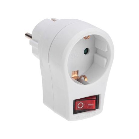 Адаптер сетевой 16А с выключателем, заземлением и защитными шторками, белый | 11-1084 REXANT MEET