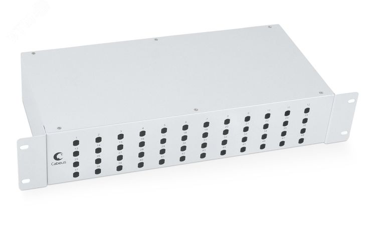 Кросс бокс оптический 19дюйм на 48 ST(FC) со сплайс-кассетой и КДЗС (без пигтейлов проходных адаптеров) Cabeus 7936c FO-19-48ST
