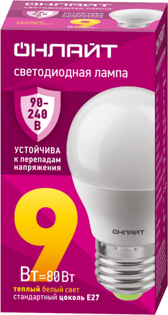 Лампа светодиодная 90 544 OLL-G45-9-230-2.7K-E27-FR (PRO 90-240 В) | 90544 ОНЛАЙТ Navigator 33158