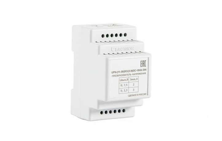 Преобразователь напряжения UPN-(11-30)DC/(3-9)DC-15VA DIN 11-30В/3.3-9В пласт. корпус Бастион 908