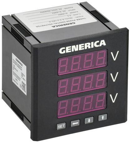 Вольтметр цифровой щитовой трехфазный 96х96мм LED | IDV21-5-3-0-LED-G GENERICA IEK