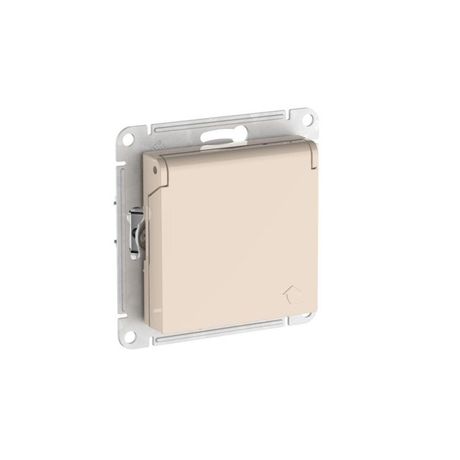 Розетка AtlasDesign 16А IP20 с заземл. защ. шторки крышкой быстрозажим. клем. механизм беж. SE ATN000246S APC