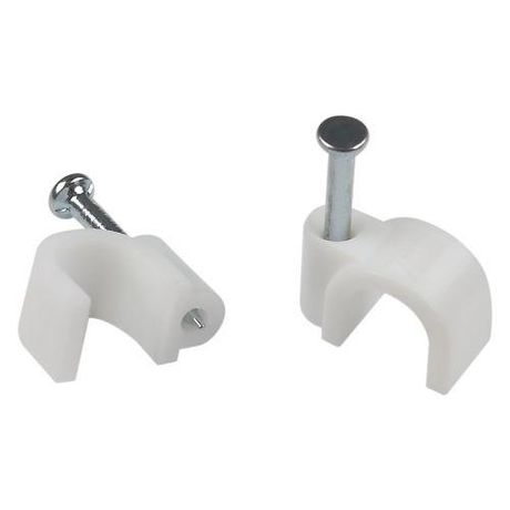 Скоба пластиковая крепежная круглая 4 мм белая NO-224-566 (50 шт/уп) - Б0066646 ЭРА