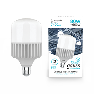 Лампа светодиодная LED 80 Вт 7200 лм 4000К AC180-240В E40 цилиндр Т140 нейтральный Elementary Gauss - 63428