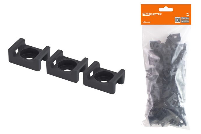 Площадка монтажная с отверстием 23х16 под хомуты черная (100шт) | SQ0516-0204 TDM