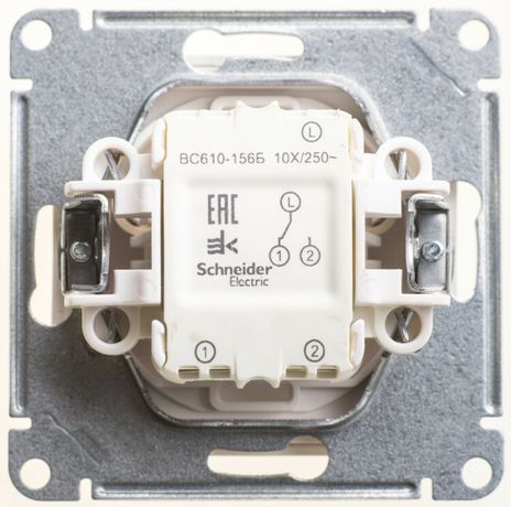Переключатель проходной 1-кл. СП W59 Aqua 10А IP44 10AX механизм бел. SE VS610-156B-1-86 APC